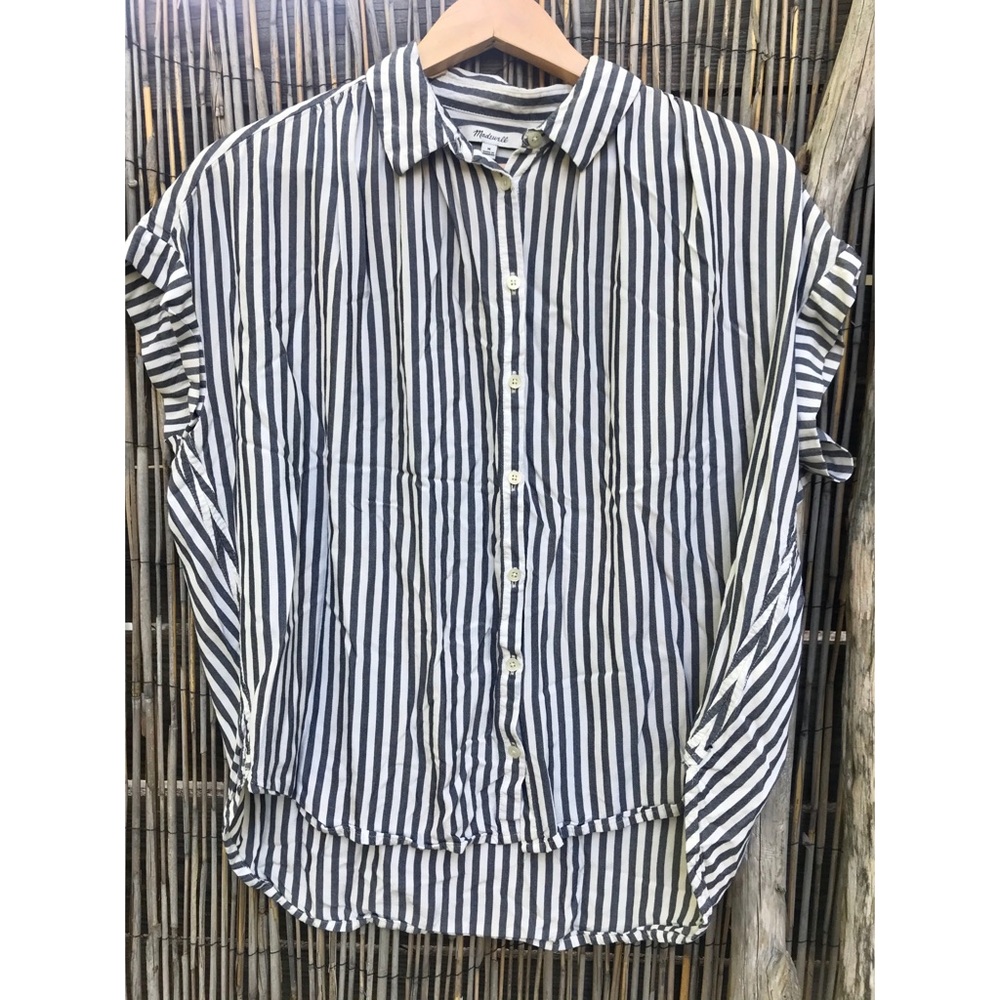 Madewell Gray & White Striped Top M